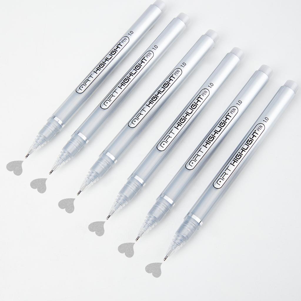 1mm Extra Feine Spitze 3/6er Pack Gelstift Set Weiß, Gold und Silber Gel-Tinte Stifte für Künstler, Weißer Gelstift, Weißer Tintenstift