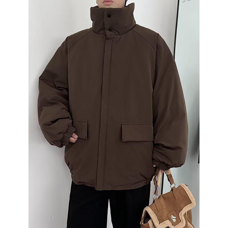 Men s Japanese Retro Stand Collar Cotton Jacket - New Trendy, Loose Fit, Warm and Thickened. M
