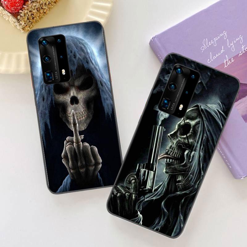 Grim Reaper Skull Skeleton Soft Clear Phone Case For Huawei P30 Lite P10 P20 P40 P50 Pro Mate 40 Pro 30 20 10 Lite Cover Silicon