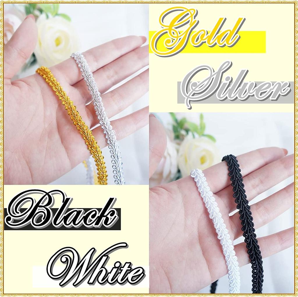 Moonfarm Handicraft Blade Ribbon Width Approximately 7mm X Leaf Shape Thin Trimming 5~42m (Gold, 42m)