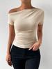 New Summer Slim Fit Ruffled Asymmetrical Short Sleeve T-Shirt Top