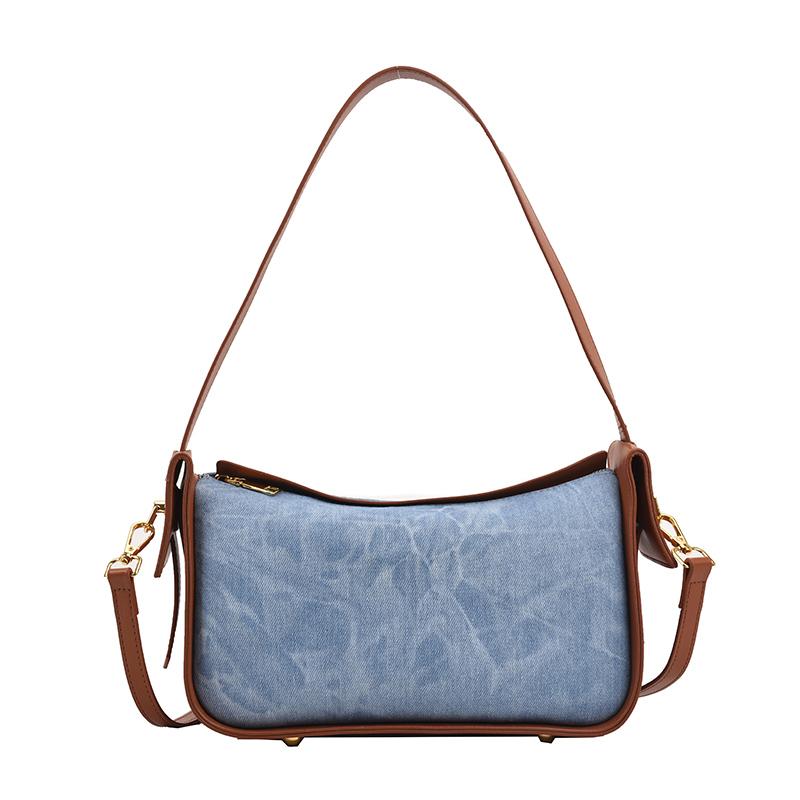 Quality Denim Shoulder Bags For Women Contrast Color Underarm Hobo Bag  New Fashion Crossbody Purses And Handbag