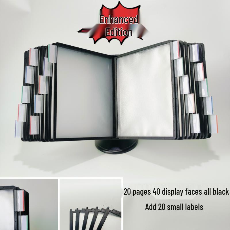 

A4 Rotating Desktop Document Rack: 40-Page Flip-Over Display Stand & Loose-Leaf Photo Album Holder.