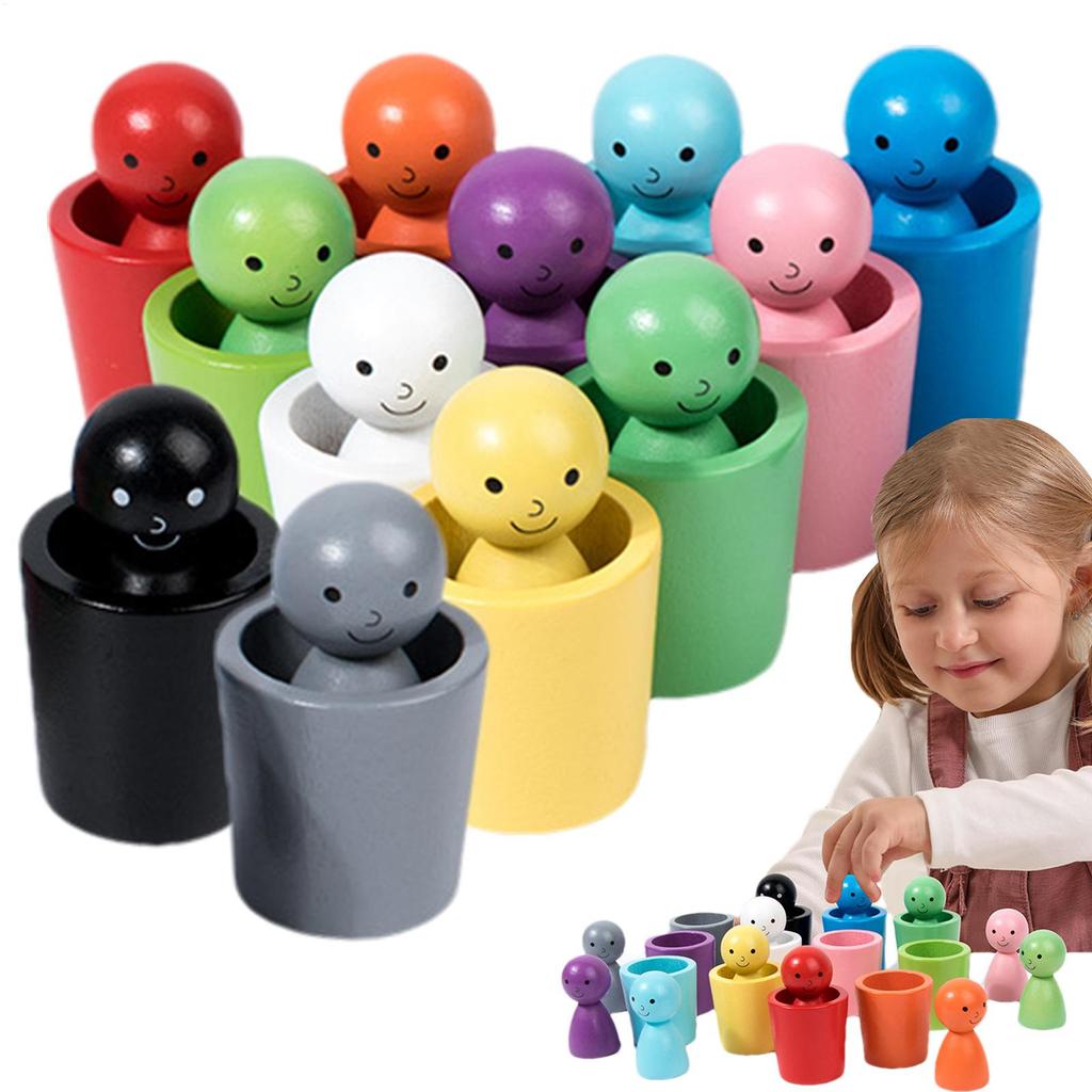 Baby Montessori Rainbow Ball in Cups Color Cognitive Matching Sorting Games Fine Motor Early Education Learning Toy Kid Gift
