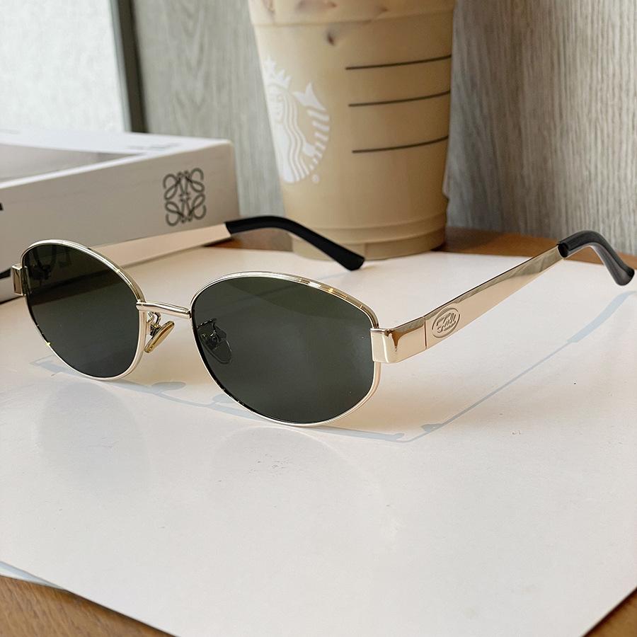 Old Money Stil Sonnenbrille Damen Foto Temperament Retro Oval Sonnenbrille Herren Hongkong Stil Metallrahmen Trend