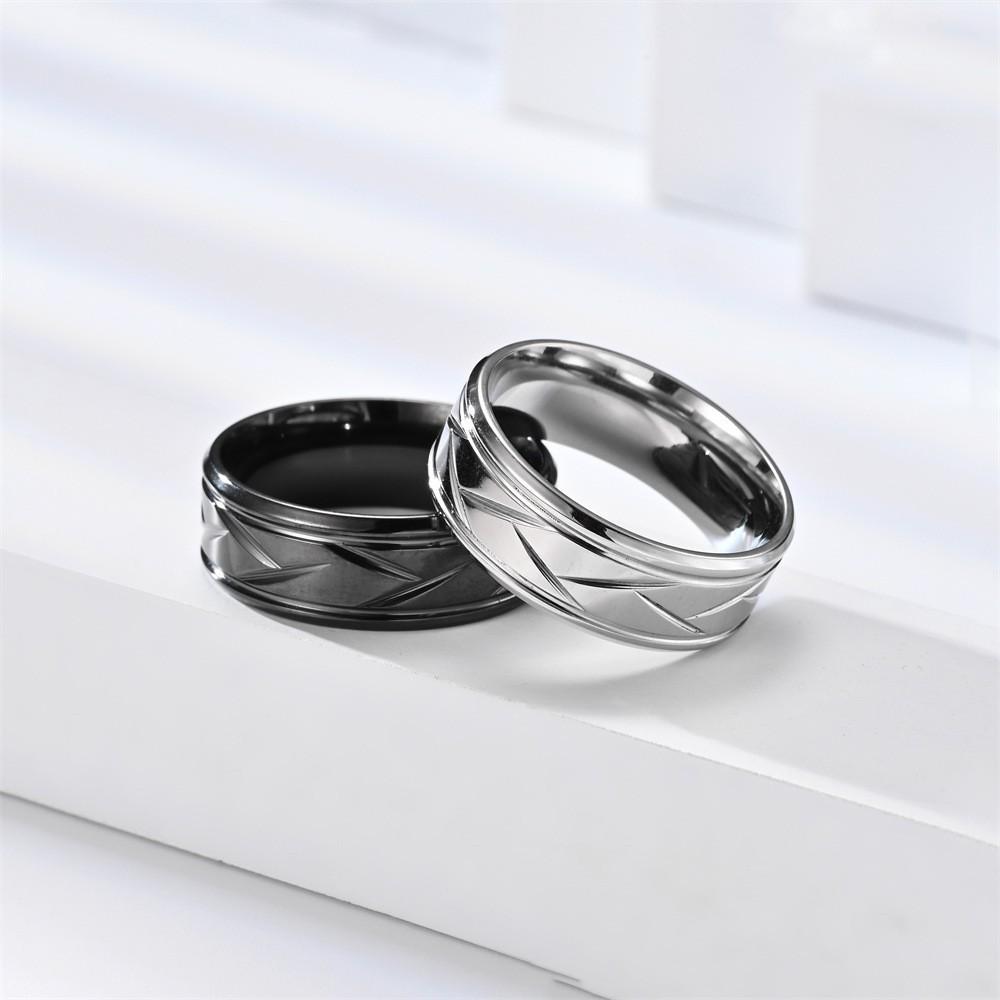 8MM Patterned Twill Men's Titanium Steel Ring