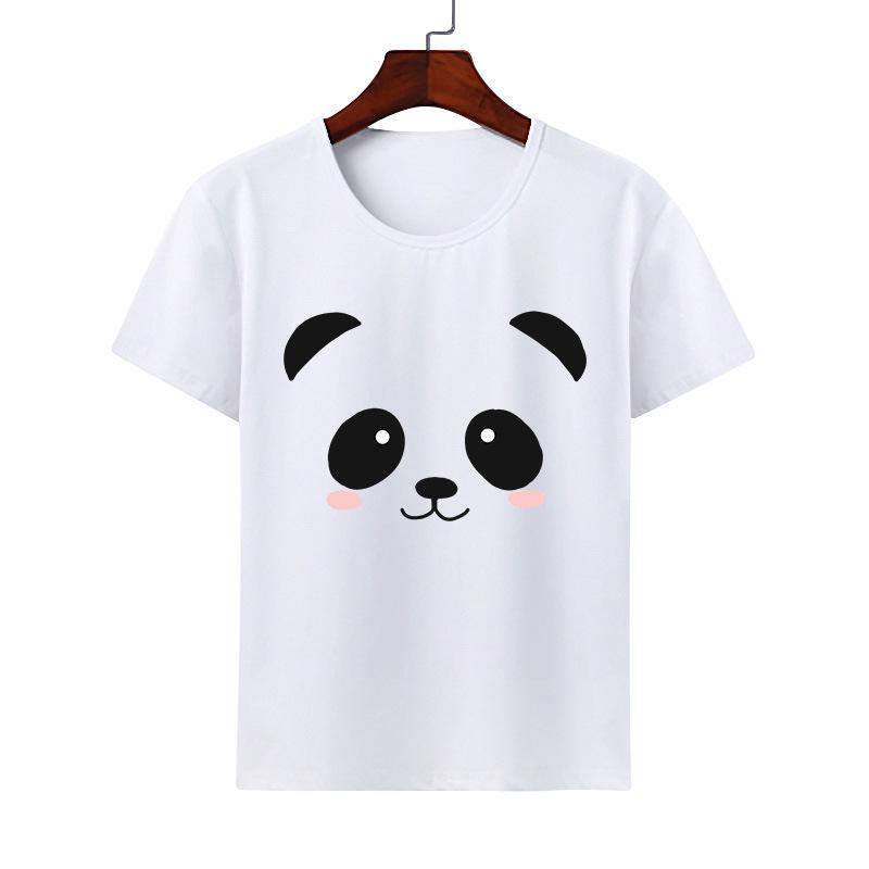 Cute Giant Panda Cartoon Tshirt for Boy Girl Summer round Neck Modal Cat Short Sleeve ParentChild Top Kids Clothing