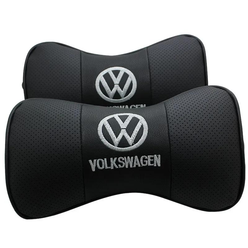 

2026 Горячие Для VW VOLKSWAGEN Автомобильный Салон Подголовник Кожаные Подушки для Шеи Для Volkswagen Passat Santana Touareg Tiguan Bora CC Beetl чёрный