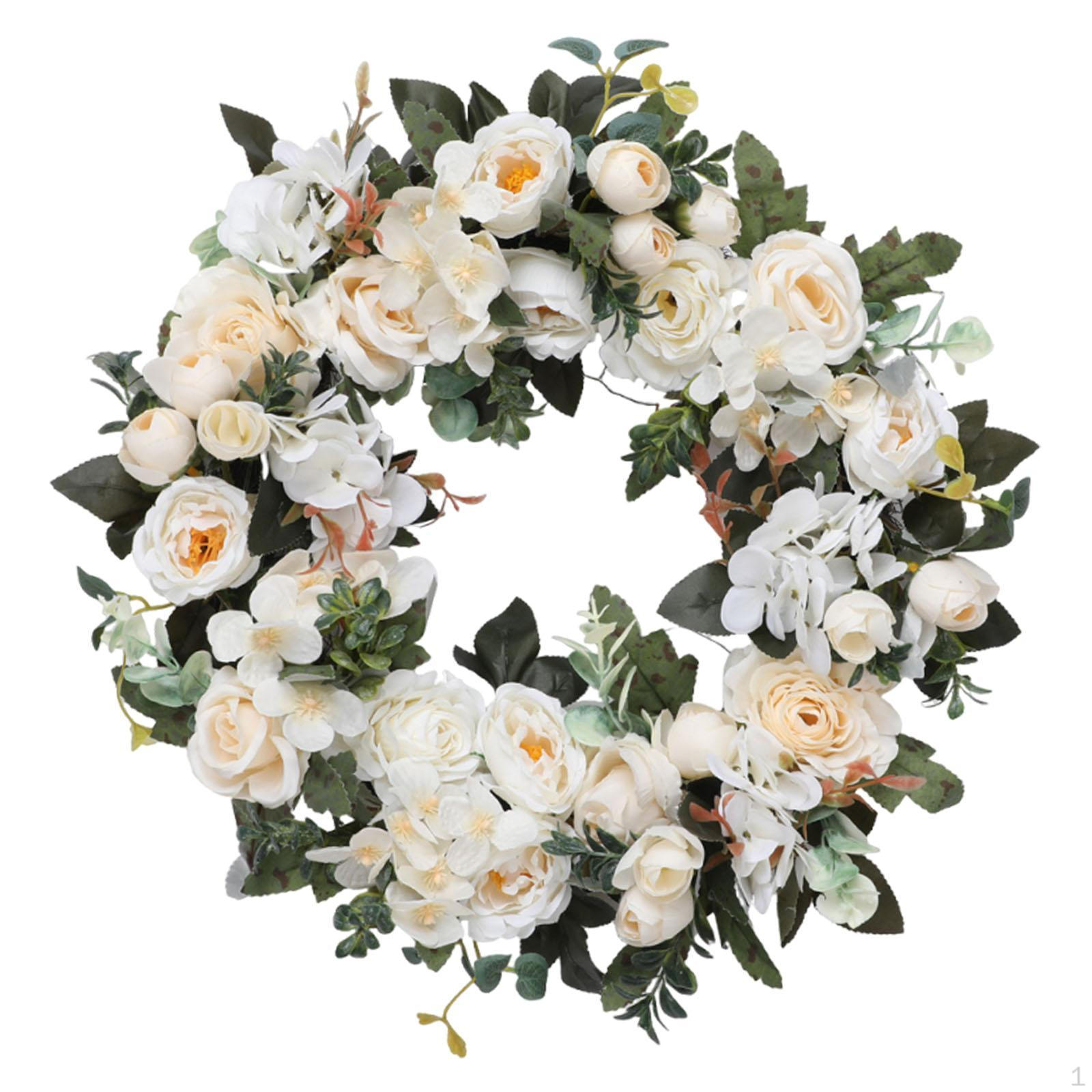 

Artificial Door Wreath (45 Cm Diameter), Wall Decoration for The Front Door, Ideal Anniversaries White