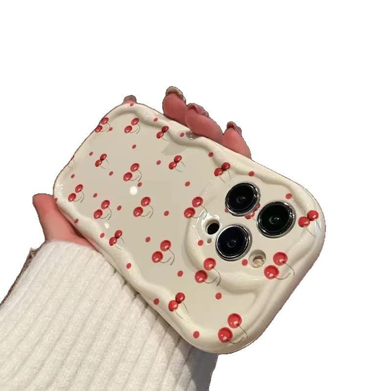 Cherry Full-Screen Phone Case for iPhone 16 Pro Max, Compatible with Apple 15/14 Pro, Popular In Japan & Korea, Fits 13/12/11 Models