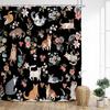 Cute Cats Shower Curtain Vintage Watercolour Floral Plant Animals Pet Kids Bath Curtains Fabric Home Bathroom Decor With Hooks