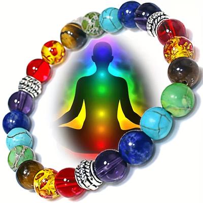 1pc Chakra Reiki Healing Stone Bracelet Yoga Balance Energy Beads Volcanic Turquoise Bracelet Jewelry Gift Party Jewelry