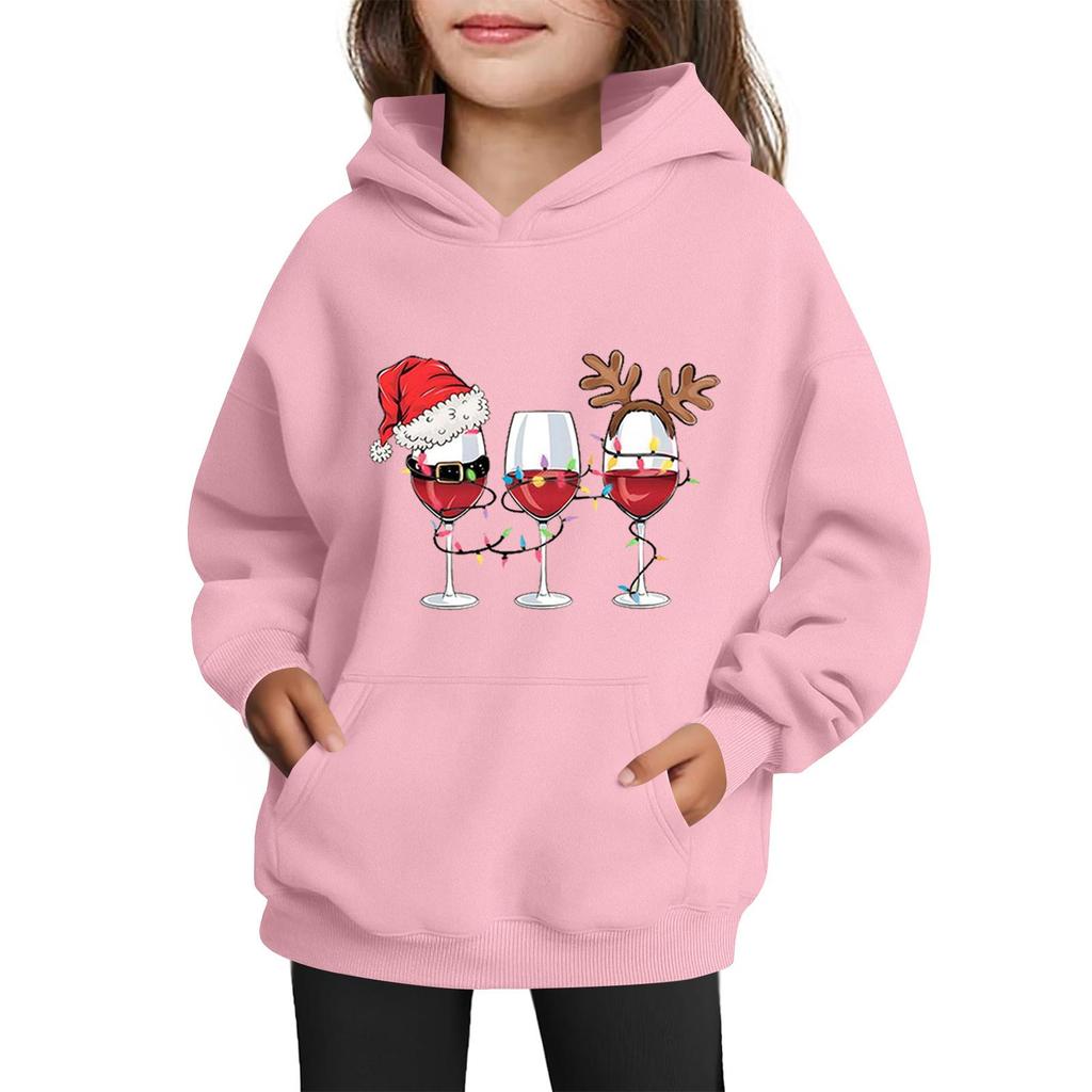 Sweatshirts für Teenager-Mädchen Hoodies Langarm Kordelzug Pullover Niedlicher Aufdruck Übergroßer Hoodie Weihnachten
