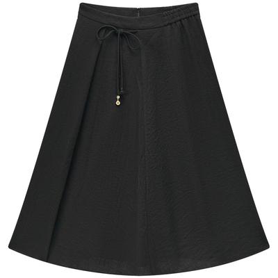 Aijutu Cotton-Linen A-Line Midi Skirt