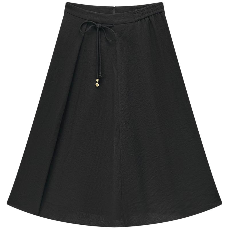 Aijutu Cotton-Linen A-Line Midi Skirt S