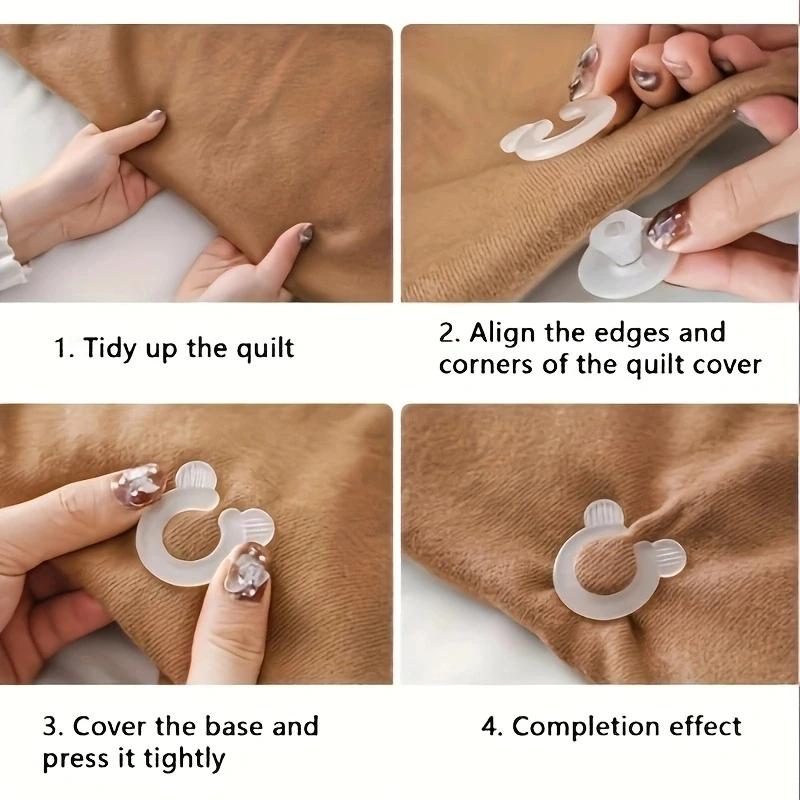 4pcs-Household Quilt Cover Anti Slip Transparent Fixer Safety Needleless Invisible Bed Sheet Fixer