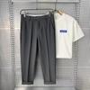 Casual Slim-fit Nine-point Trousers Men's Spring Drape Trend Light and Mature Style Professional Dress Ice Silk Thin Suit Pants