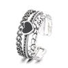 Retro Hollowed-Out Epoxy Love Zircon Multi-Layer Open Index Finger Ring Women'S Niche Design Light Luxury High-End Jewelry