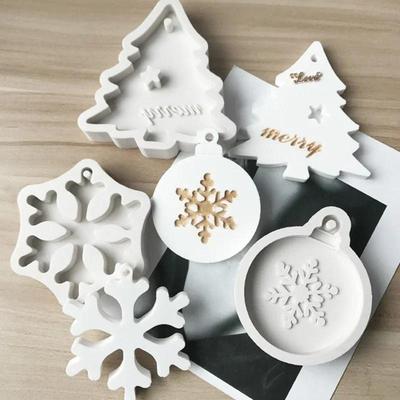 Christmas Tree Aromatherapy Wax Silicone Mold Snowflake Elk DIY Aroma Gypsum Plaster Silicone Mould for Car Pendant