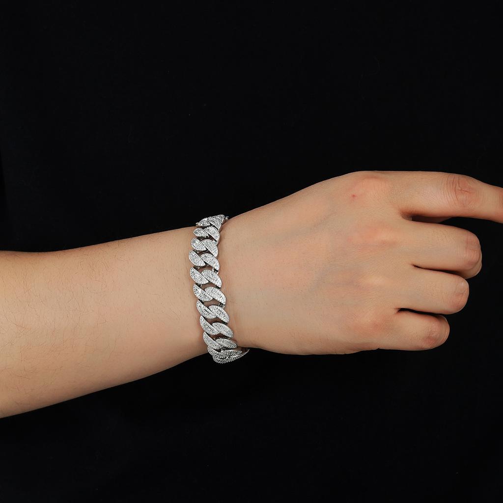 Hip Hop Bracelet 15mm Mixed Set T Square Zircon Cuban Chain Men's Niche Bracelet