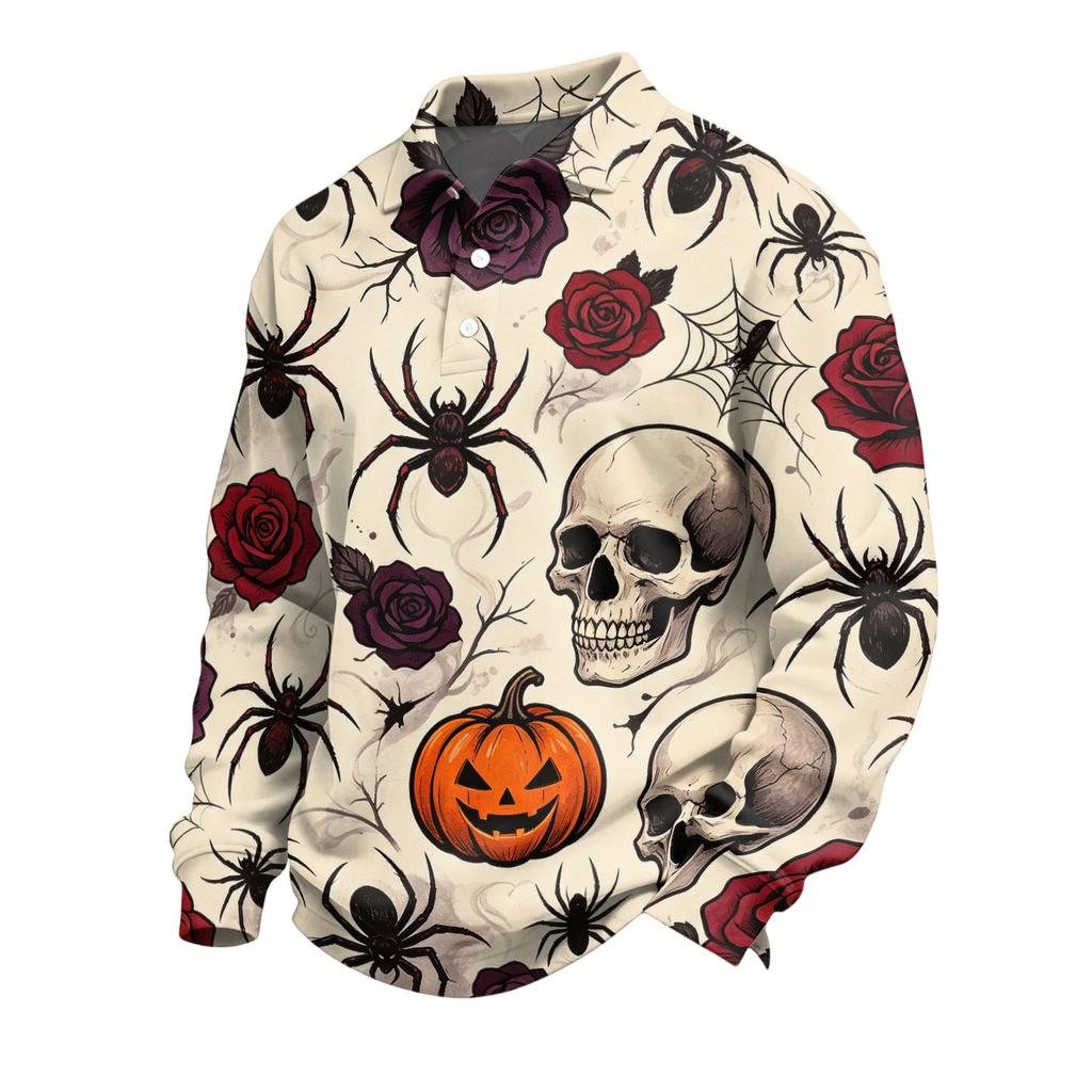 Męska koszula z długim rękawem na Halloween, stylowa, casualowa, imprezowa