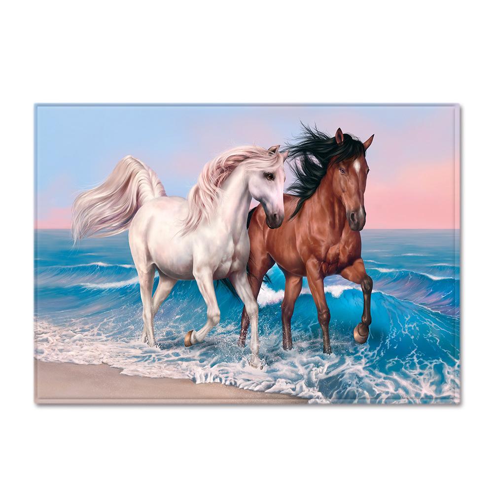 

Modern Decor 3D Horses Pattern Carpet Sofa Area Rug Anti-slip Mats Bedside Kitchen Rugs Children Play Carpets for Living Room 40x60cm 16x24 inch
