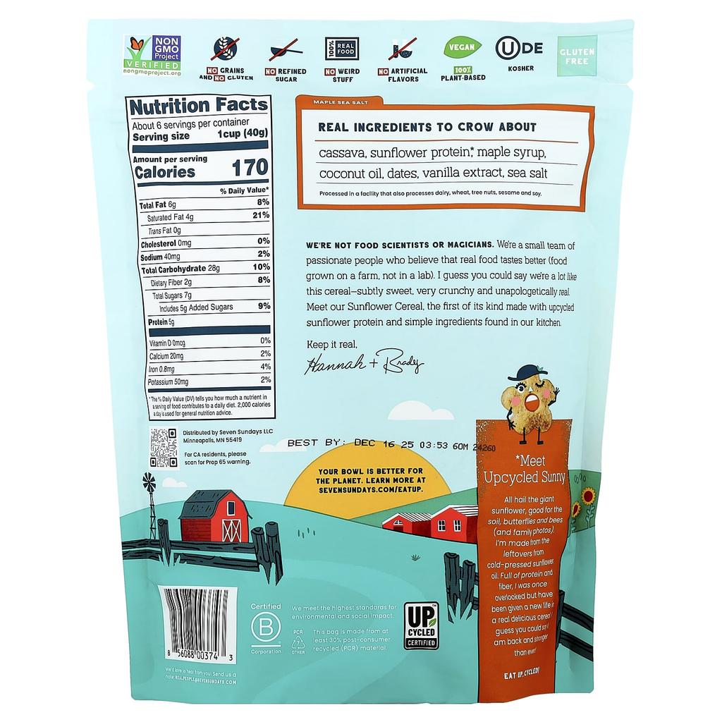 Seven Sundays, Sunflower Cereal, Maple Sea Salt, 8 Oz (227 G)