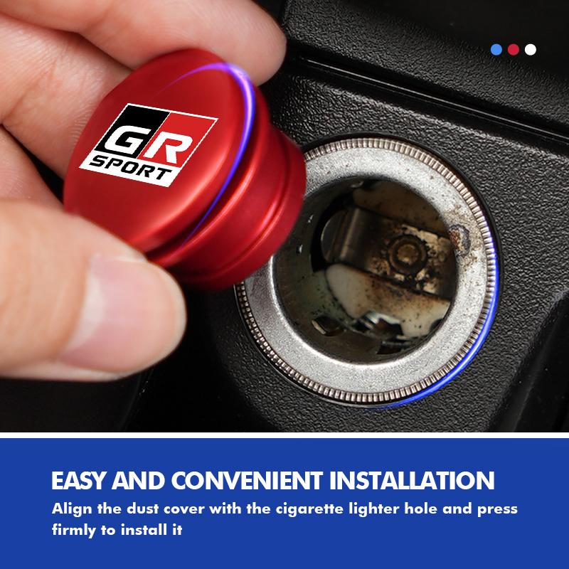 Car Logo Cigarette Lighter Dustproof Cap Protective Cover Auto Accessories For Toyota GR sport Hilux Aygo TDR Yaris Corolla Rav4
