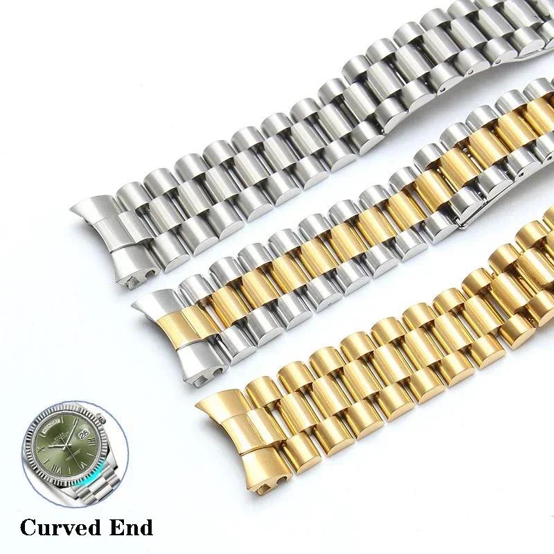 Accesorios de Acero Inoxidable Sólido para Relojes Correa de 20 mm 21 mm Para Rolex DATEJUST DAY-DATE OYSTERPERTUAL DATE Correas de Reloj Plateadas para Hombre