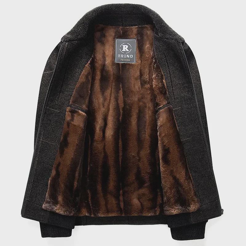 Pánský zimní kabát z žinilky: Zesílená sametová bunda pro středního věku a staršího tátu