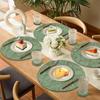 Placemats,Dual Sided PU Leather Place Mats, Heat Resistant Waterproof No-Slip, Washable Round Floral Kitchen Coffee Table Mats
