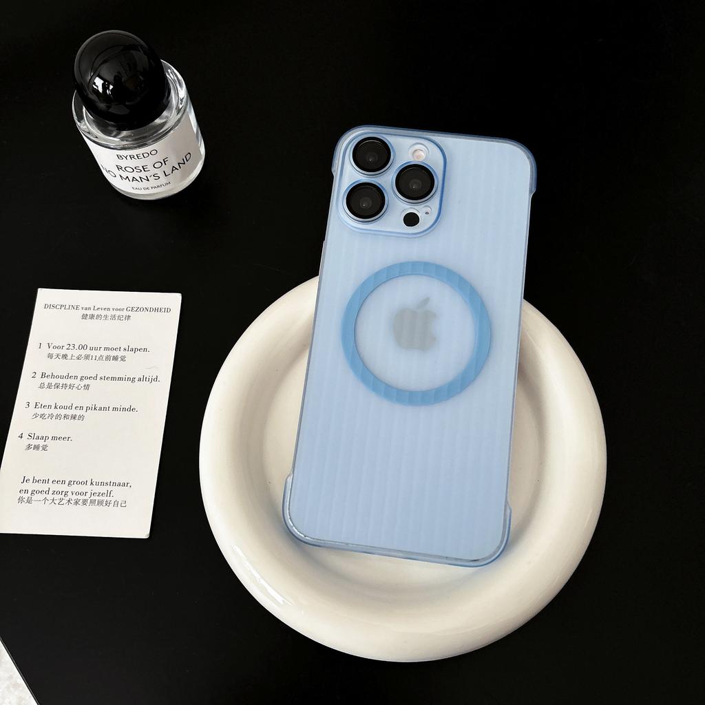 Magnetic Corrugated Pattern for Apple 15 Phone Case Ultra-thin Borderless for IPhone 14 Promax with Advanced Heat Dissipation