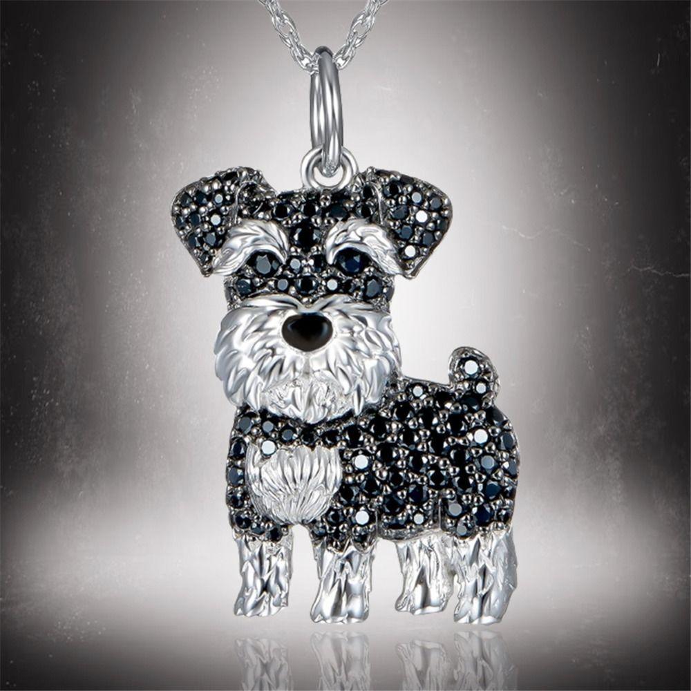 Exquisite Schnauzer Pendant Necklace Puppy Collar Chain Shiny Fashion Necklace  Unisex