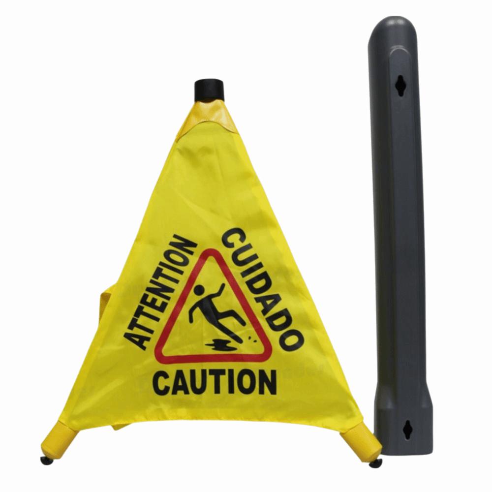 Foldable Slippery When Wet Sign Triangular Cone-Shaped Safety Warning Cone  Caution Zone