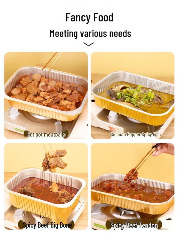 Shixun Thickened Golden Aluminum Foil Rectangular Food Container