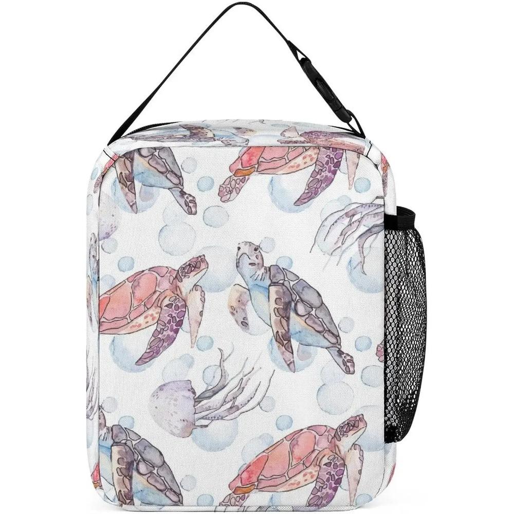Sea Turtle Lunch Bag Insulated Lunch Bag Colorful Sea Animal Lunch Bag for Women Men Reusable Portable Lunchbox with Zipper