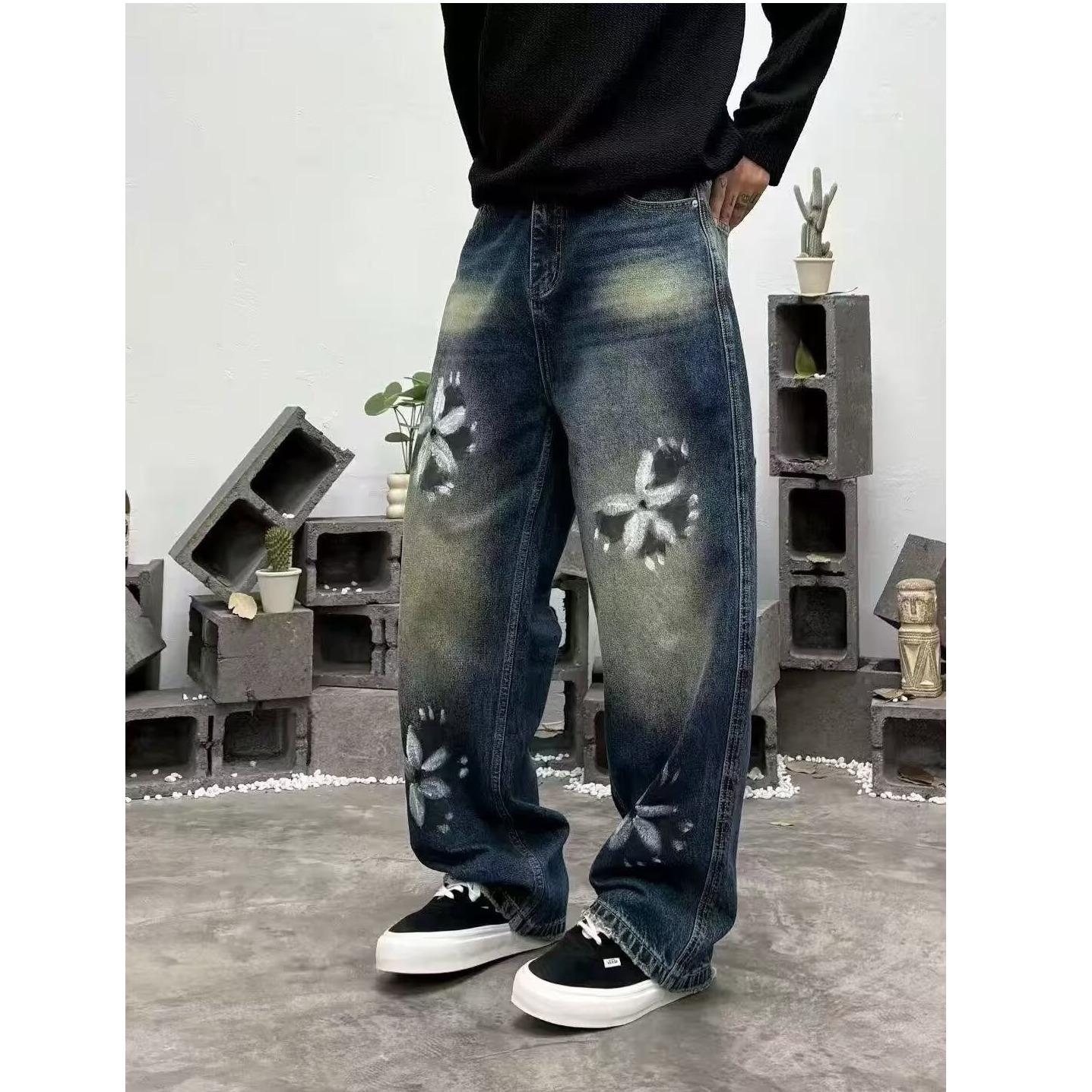 

JYL Unisex Flare Jeans American Black Wide-Leg Cleanfit High-Street Slim Denim 3XL папайя батогом кольору