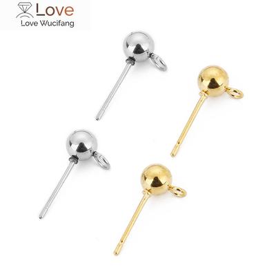 20 pz/lotto acciaio inossidabile chirurgico 3 4 5 6 mm orecchini a perno con perno a sfera rotonda con anello adatti per donne fai da te creazione di gioielli artigianali