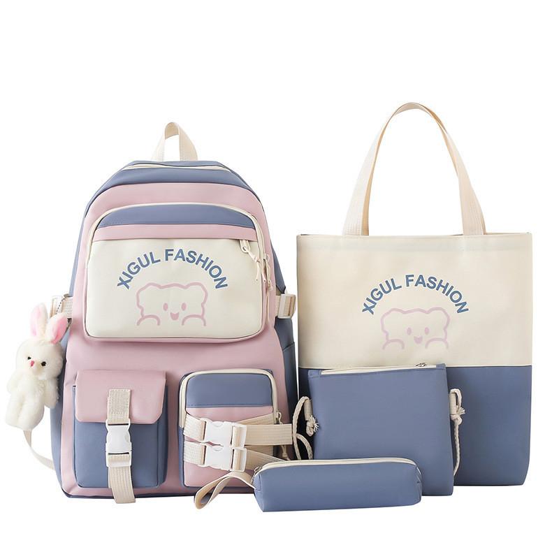 Urban Minimalist Style Breathable Nylon Student Backpack With Cute Cartoon Design