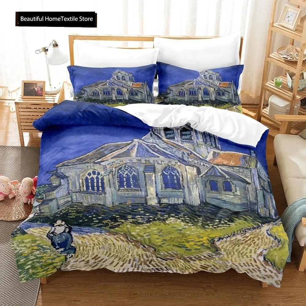 Abstrakt Van Gogh Oljemålning Påslakanset King Queen Storlek Täcke Överdrag För Barn Pojkar Flickor Tonåringar Polyester Sängkläder