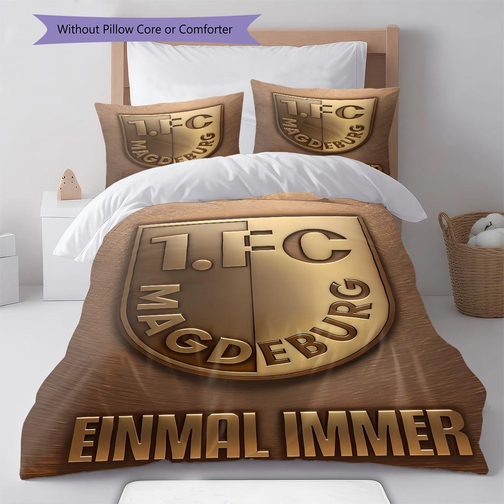 1. FC Magdeburg Pattern Bedding,Quilt Set Quilt Cover Pillowcase Home Birthday Gift (1 * duvet cover + 2 * pillowcase, without core)