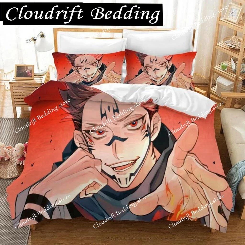 Jujutsu Kaisen Japan Anime 3D Gedrucktes Bettwäsche-Set King Bettbezug Kissenbezug Deckenbezug Bettwäsche Bettbezüge