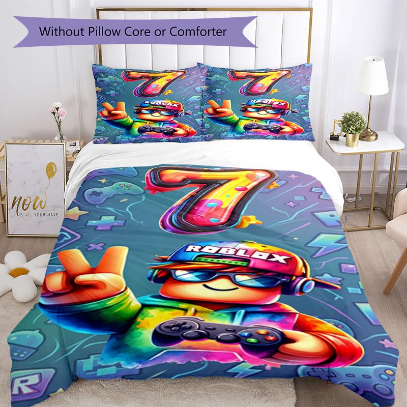 Roblox Bedding Set Breathable Duvet Cover with Pillowcases Decorative Bed Linen for Bedroom Home Decoration Birthday Gift