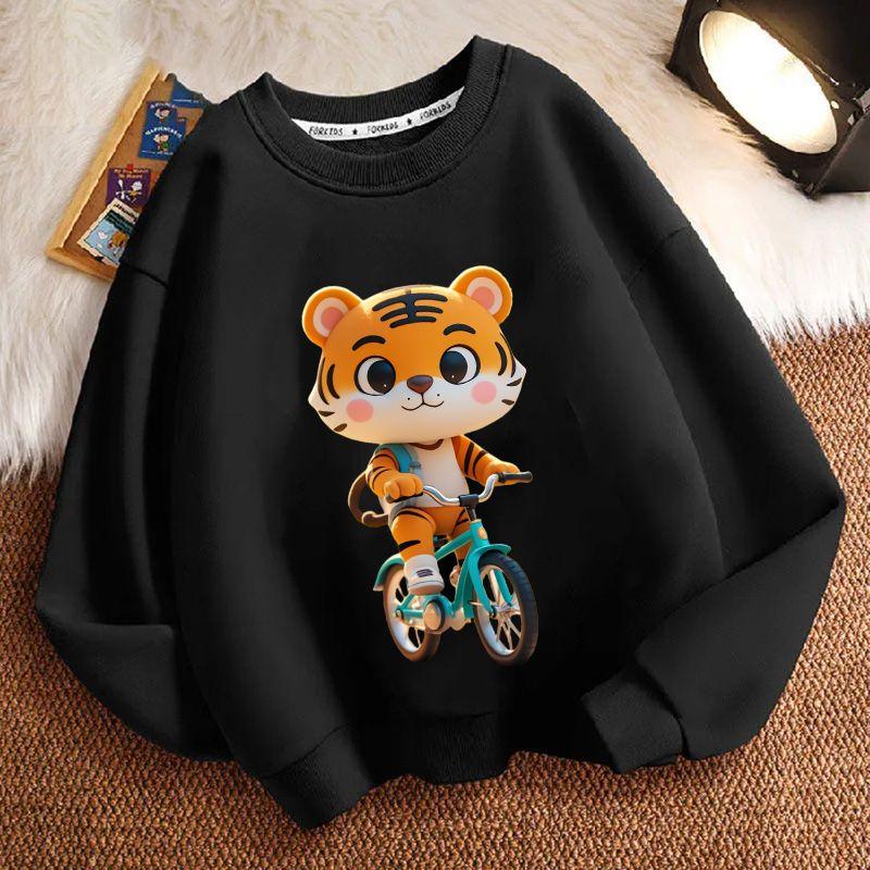Roztomilá mikina s kapucí pro děti s malým tygříkem, ležérní top pro chlapce a dívky na jaro a podzim