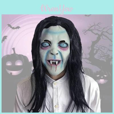 Scary Long Haired Witch Mask Creepy Ghost Face For Halloween Party Or Cosplay Events