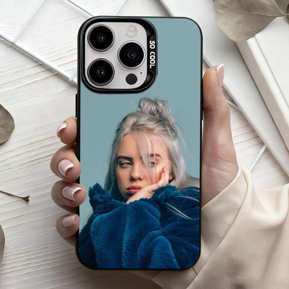 Sänger B-Billie Eilish-H Handyhülle Für iPhone17,16,15,14,13,12,11 Plus,Pro Max Schwarz Candy Silber Handyhülle