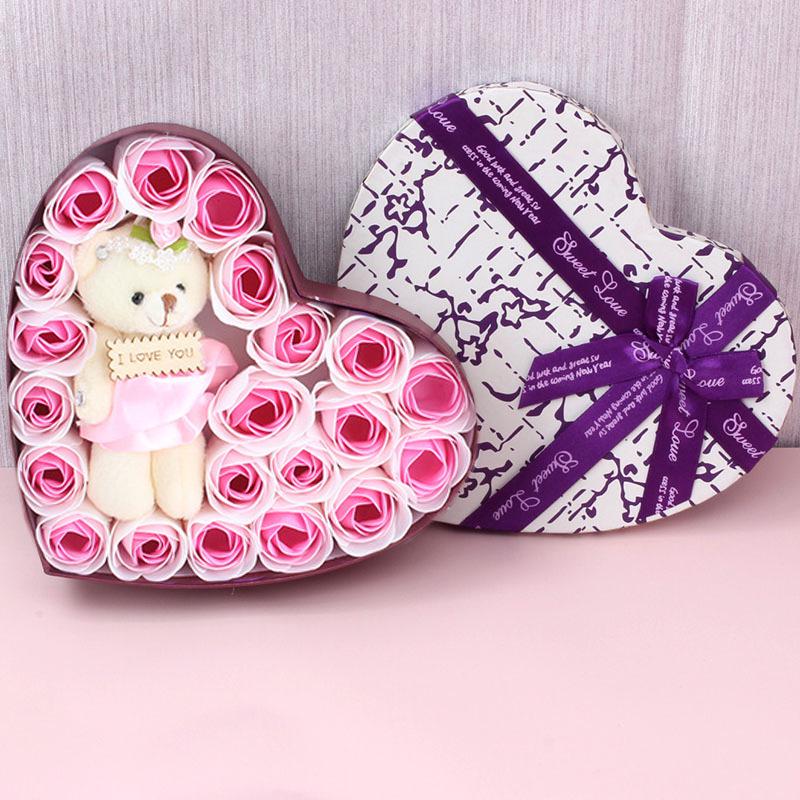 Mother s Day Rose Soap Flower Heart Gift Box - 20 Scented Blossoms for Mom, Creative Birthday Present