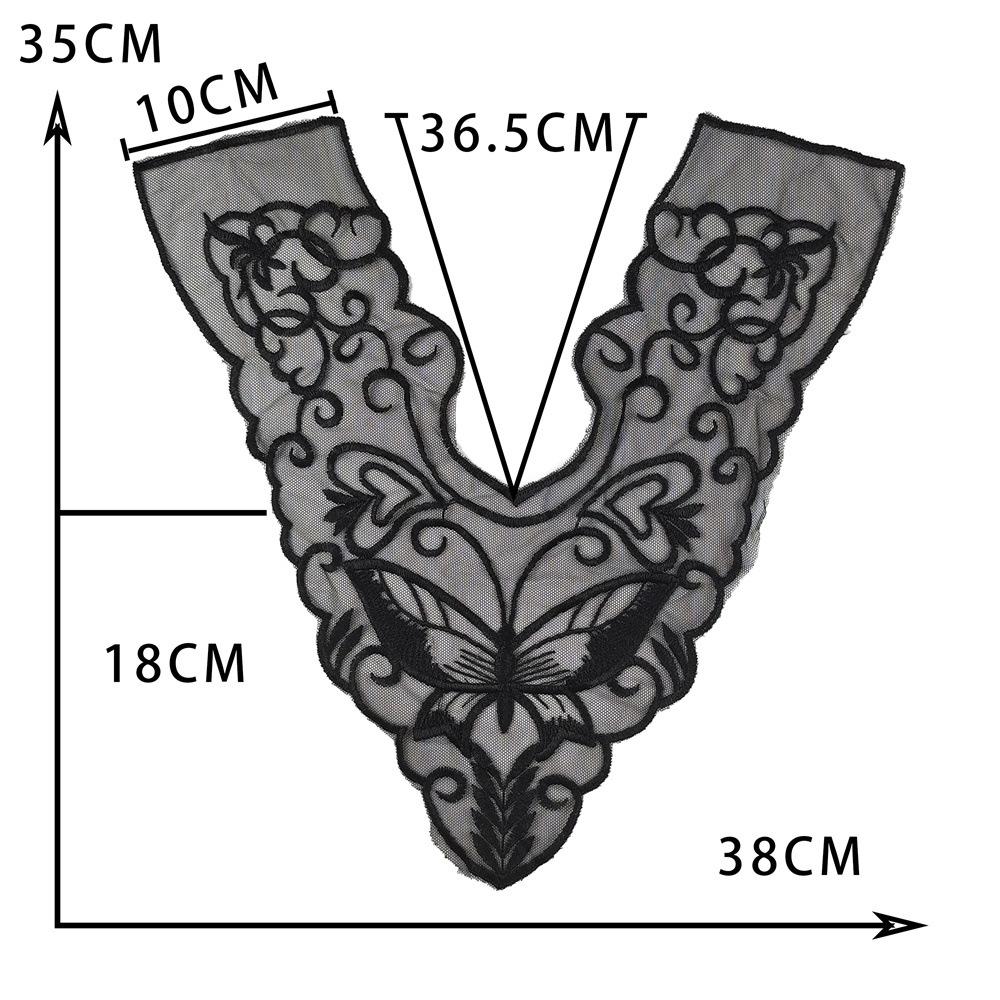 Black Embroidered Mesh Organza Front Collar Collar Sewing Lace Diy Decorative Dress Wedding Dress Accessories