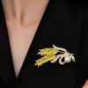 Gold Wheat Head Brooch for Women Imitaiton Pearl Crystal Women's Brooches Autumn Metal Pins for Clothing