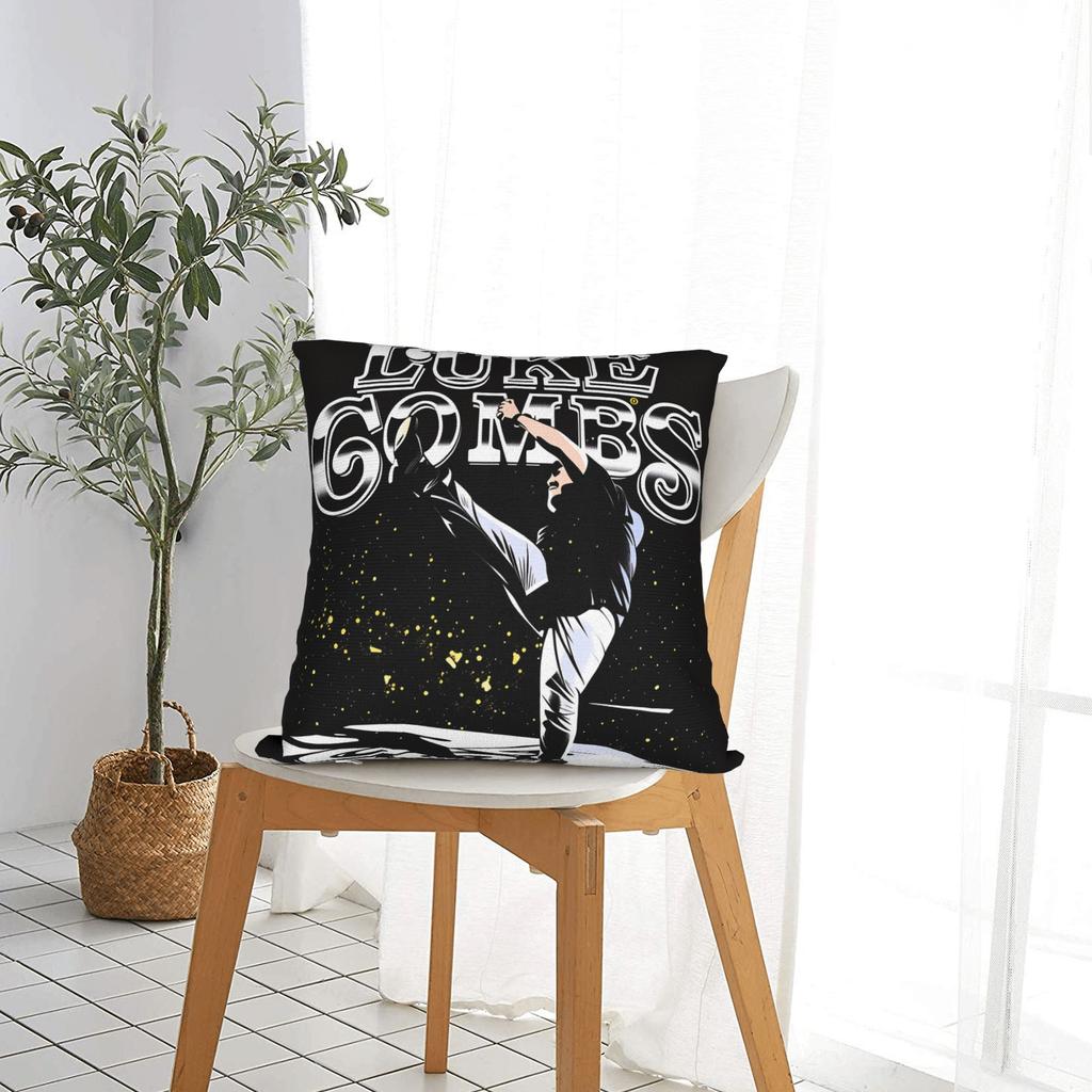 L-Lukes Combss Country Music Pillow Cover Graphic Cushion Cover Novelty Pillow Case For Living Room Chair